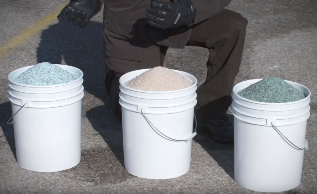 three buckets with different types of salt