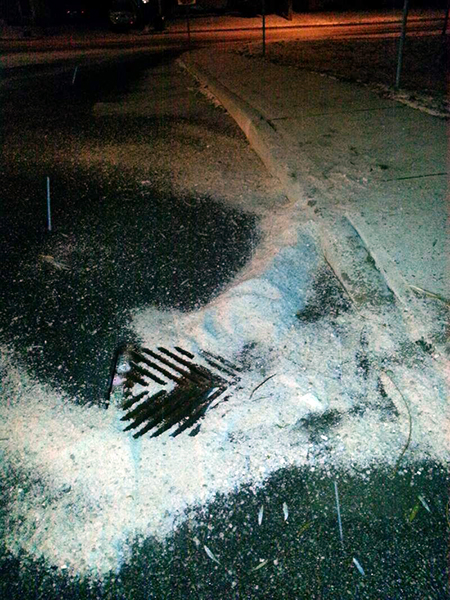 Salt poured down a storm drain that connects with the local water system.
