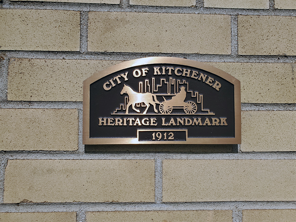 City of Kitchener Heritage Landmark plaque.