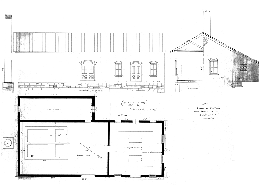 Drawing of the water supply plant built in 1888.