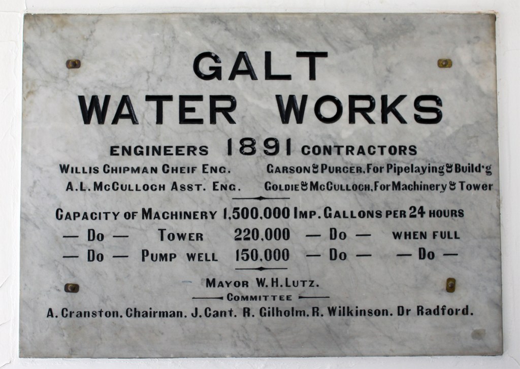 Middleton Water Pumping Station dedication plaque.