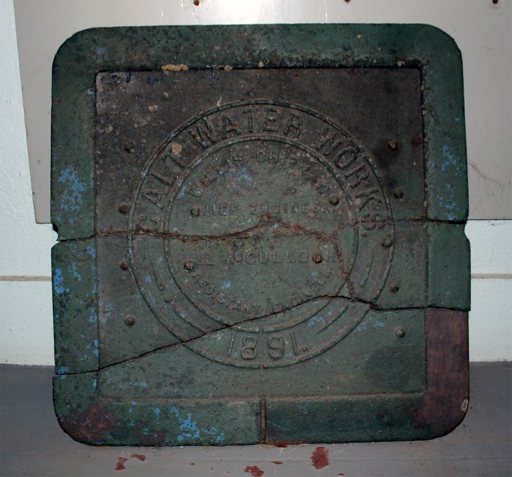 Galt Water Works sewer cover, 1891.